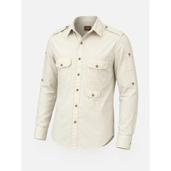 Vintage Banana Republic Safari Shirt Mens L Mill Valley Cotton Roll Tab Sleeve