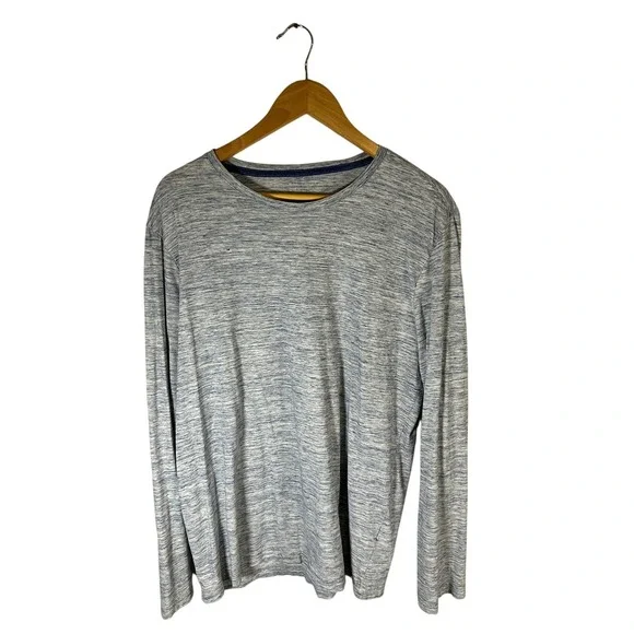 Banana Republic‎ Soft Wash Long Sleeve Shirt Mens Large Blue Space Dye Crew Neck