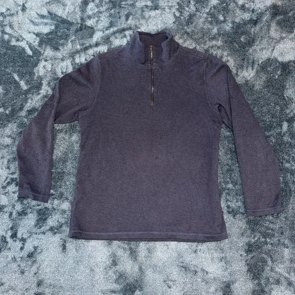 Banana Republic Mens Quarter Zip Pullover Medium Navy Blue 100% Cotton