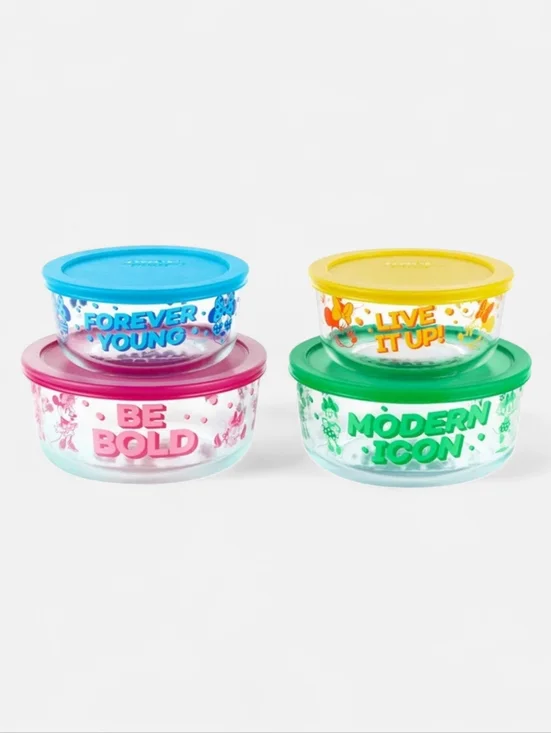 Disney Pyrex Minnie Mouse Decorated Food Storage Set 8 Piece