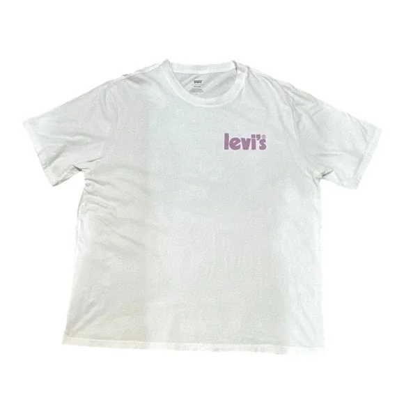Levi's Men's White L Relaxed Fit Graphic Logo Crew Neck Short Sleeve Tee