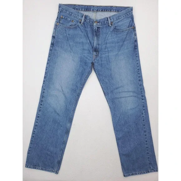 Levis 505 Jeans Mens 38x32 Blue Straight Leg Medium Wash Denim Pants Made USA