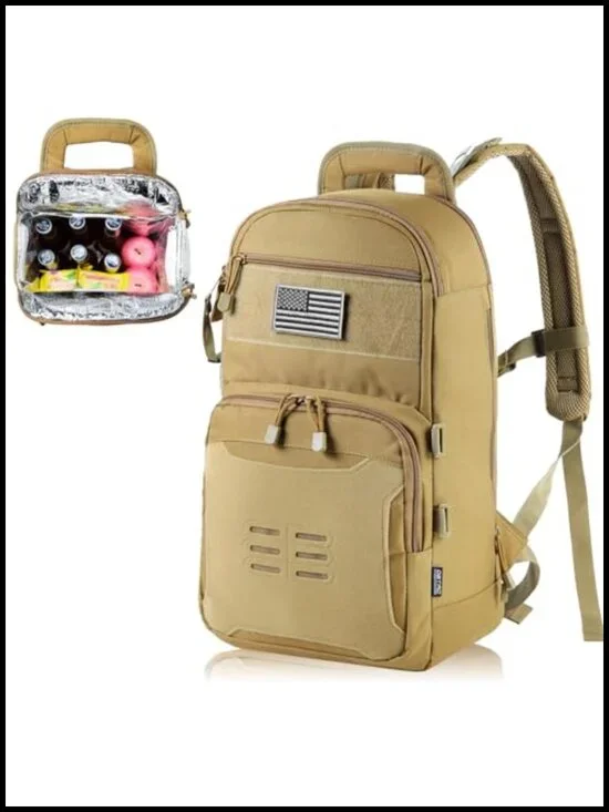 Tactical Insulated Backpack Cooler Lunch Bag for Work Picnic Hiking 24 Cans