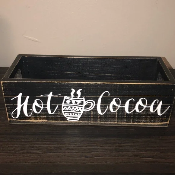 🥧🔥 Wooden 'Hot Cocoa' Serving Crate