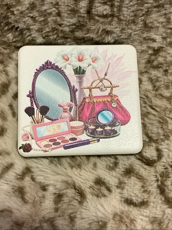 Pink Vanity Makeup Design Double Sided Mirror.