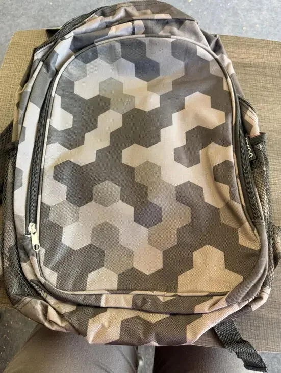 Duna Geometric Pattern Kids Backpack Gray Polyester Canvas