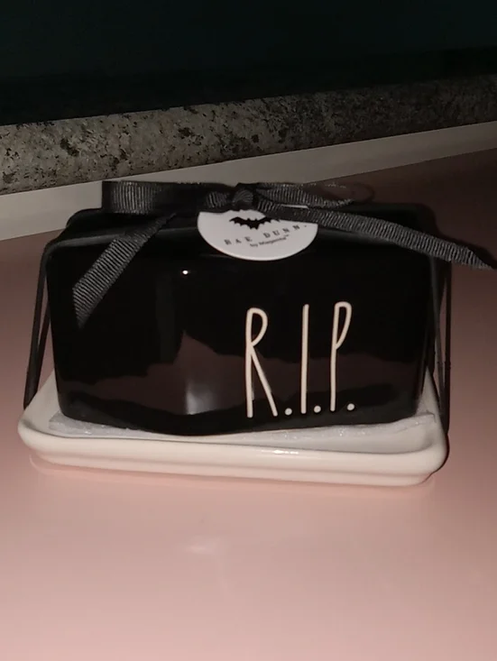 Rae Dunn Halloween Ceramic 'R.I.P.' Decorative Butter Dish