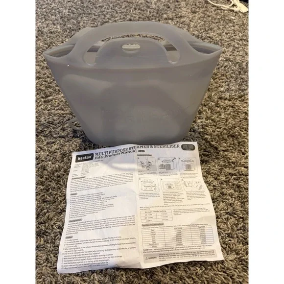 Haakaa Multipurpose Silicone Steamer Steriliser Bag Grey 1250ml Reusable Bag
