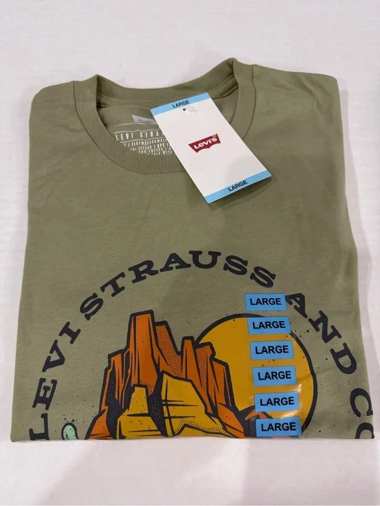 Levi's Olive Graphic Crew Tee with Sunset Print