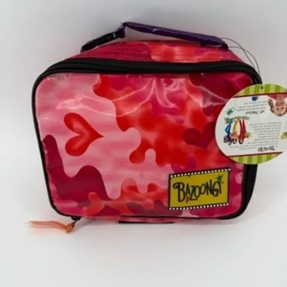 Bazoongi Kids Pink Red Heart Camo Insulated Lunch Box NWT School Bag Cooler‎