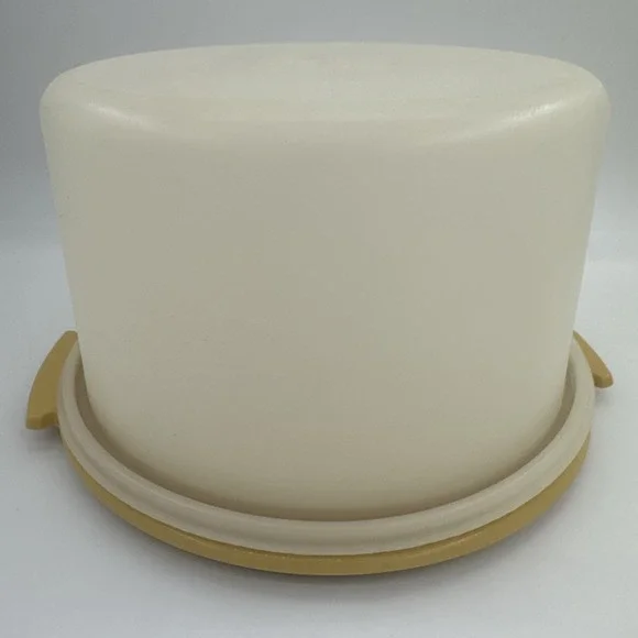 Vintage Tupperware Round Cake Taker Carrier 684-7 Yellow‎ 10 Inch