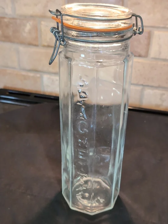 Vintage 70's Italian Glass Spaghetti Jar Bail Clamp Hermetic Lid 12.75