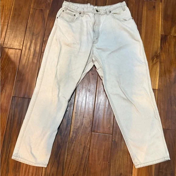 Vintage Levi’s Loose Fit Jeans W38 L29 White Made USA Gold Tab 100% Cotton