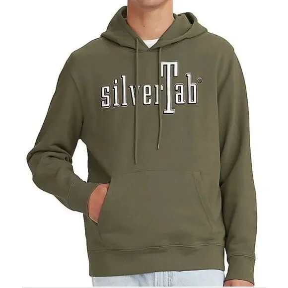 Mens Levi's Levis Silvertab Graphic Hoodie Mens S Olive Green Long Sleeve Logo -