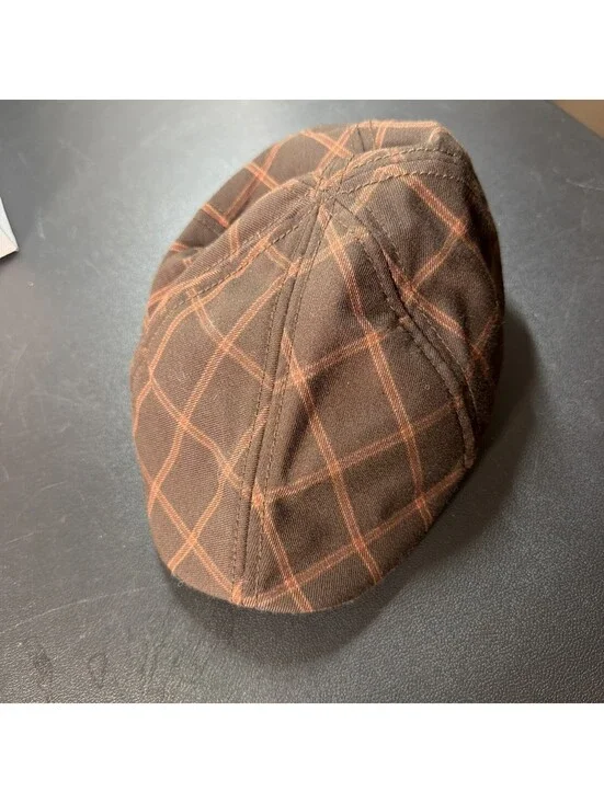 Goorin Bros Sand Castle Kids Brown Plaid Flat Cap M/L Newsboy Driving Cap