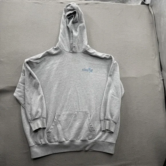 Levi's SilverTab Hoodie Mens Small Gray Graphic Pullover Fleece Sweatshirt Logo