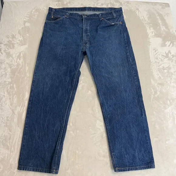 VTG Levis Jeans Mens 42x32 Dark Wash 20505 0217 USA Talon Zipper 80s‎ Orange Tab