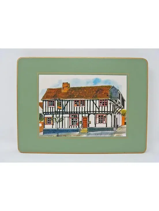 Clover Leaf Cork Backed Placemat Table Mat English Pubs Roger Maddox Vintage Set