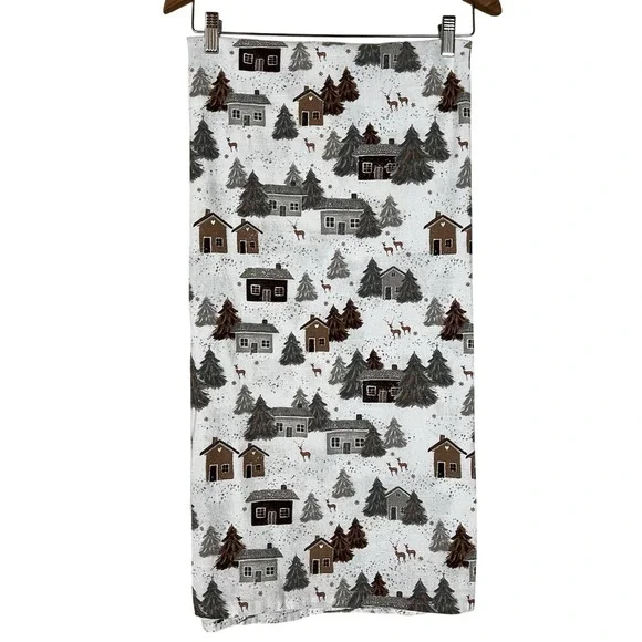 Etta Vee Christmas Village Houses Trees Deer Winter Rectangular Tablecloth Linen