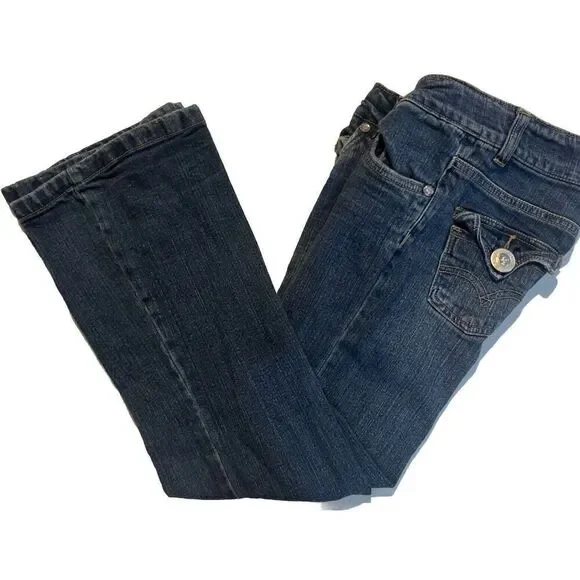 Levi's girls denim jeans size 8 with adjustable waist flap pockets