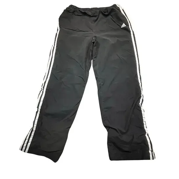 Adidas Black Track Pants 3‎ Stripe Athletic Soccer Joggers Men’s M Lined Y2K
