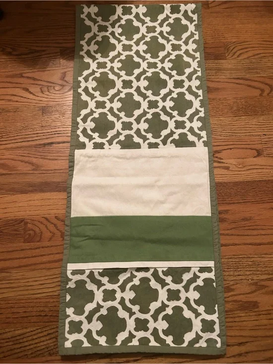 Green & White Cottagecore Inspired Table Runner