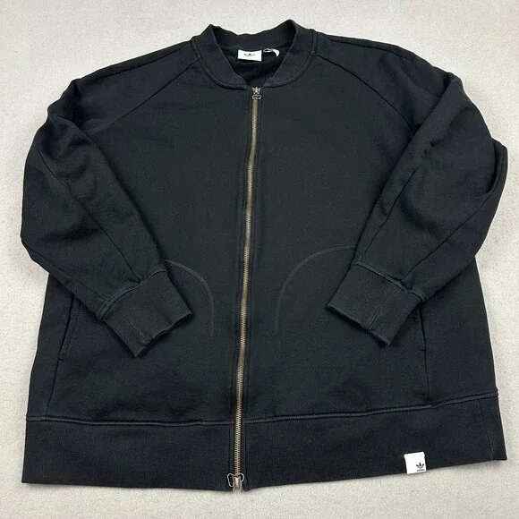 Adidas Track Jacket Men 2XL Black Full Zip Training Pocket Blade Collar XXL