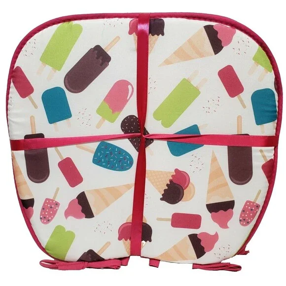 Set of 4 CHAIR PADS CUSHIONS w/pink ties,15