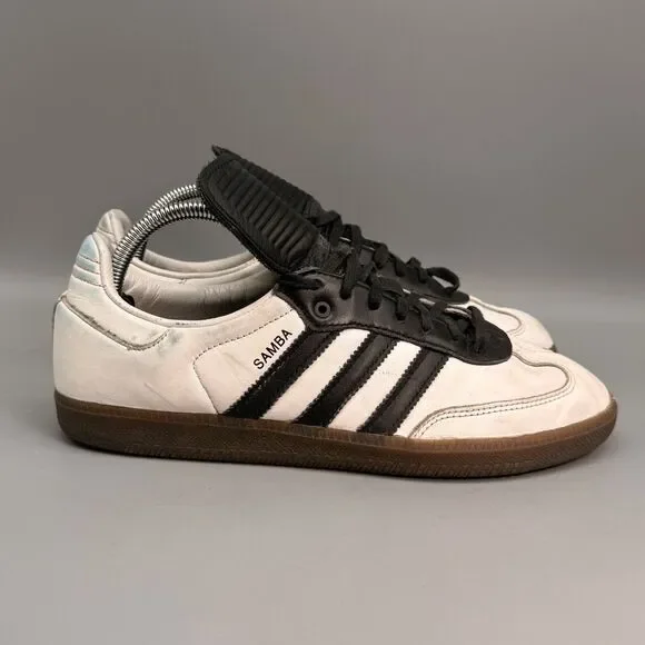 Adidas Samba Men's 8 Cloud White Leather Low Top Athletic Running Sneakers Shoes