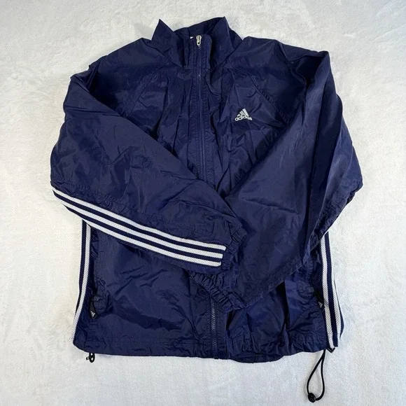 Vintage Adidas Jacket Men's Sz M Navy Blue Track Windbreaker‎ Y2K