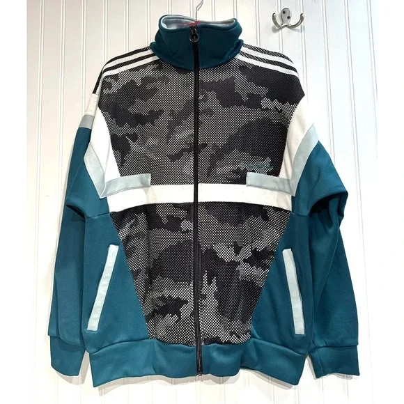 Adidas Men's‎ Size M Color Block Camo Fleece Lined Track Jacket Full Zip