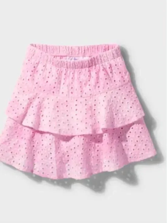 Sugar & Jade Pink Eyelet Tiered Skirt – Tween Girls - Size L