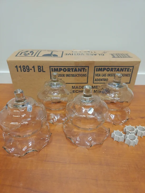 Clear Glass Tulip Votive Candle Holders With Ruffle Edges Set of4 Made in Mexico