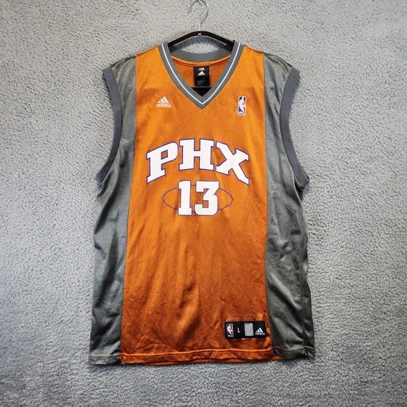 Vintage Steve Nash Phoenix Suns Adidas Basketball Jersey Size L #13 100% Nylon‎