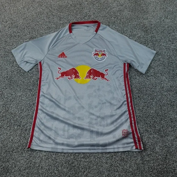 New York Red Bulls Jersey Mens M Gray Adidas 25 MLS Soccer Futbol Football Shirt
