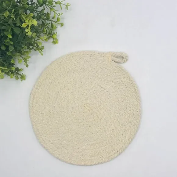 Cream Rope Trivet Hotpad Boho One Trivet Cotton Cottage Core Machine Washable