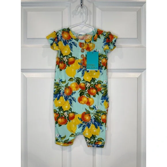 Posh Peanut Romper Size 2T Lemon Citrus Print Baby‎ Girl One-Piece Outfit NWT