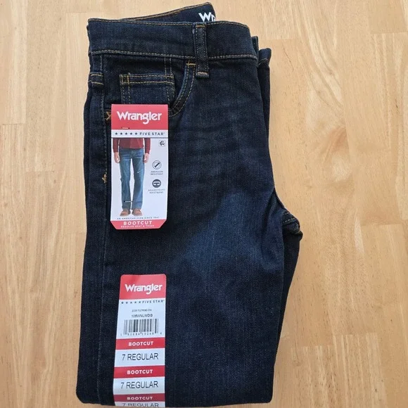 Wrangler Five Star Boys Bootcut Jeans – Dark Wash – Size 7 Regular – NWT