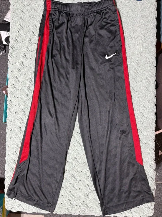 Nike Kids Black and Red Athletic Track Pants-M