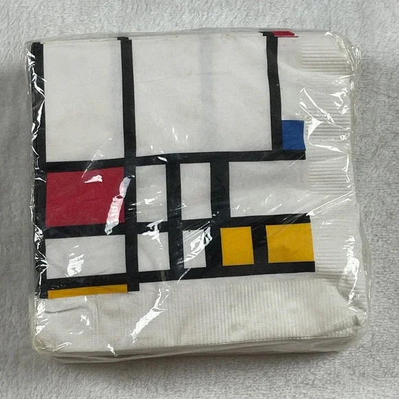 VTG 1995 MoMA Piet Mondrian Trafalgar Square Modern Art 25 Beverage Napkins New