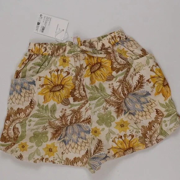 Zimmermann Kids Daylight Short Stamp Floral Cream 10 Linen NWT MSRP 140