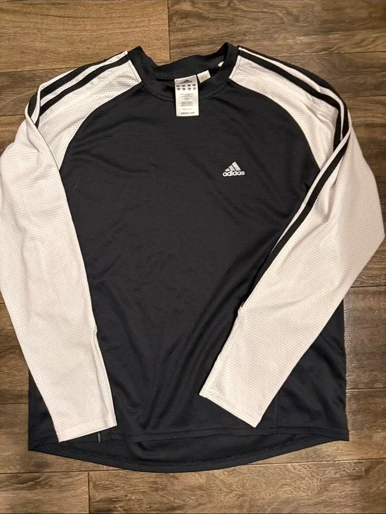 adidas Black and White Long Sleeve Athletic Top