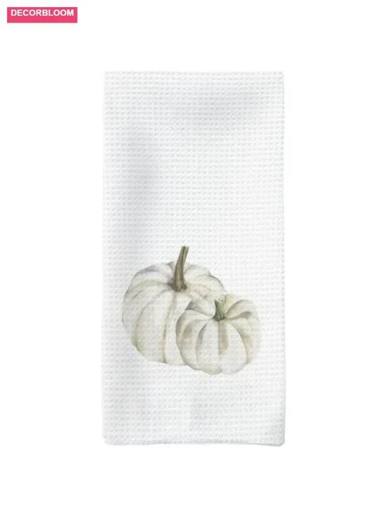 Fall Pumpkin Kitchen Towels Absorbent Polyester 16x24in Farmhouse Decor