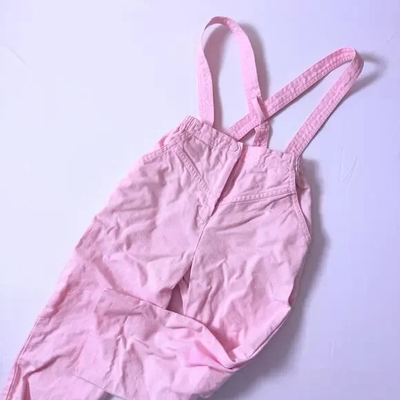 Vintage 80s IZOD Lacoste Pale Pink Crisscross Suspender Pants Sz 4T