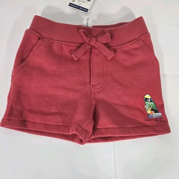 Polo Ralph Lauren Girl Shorts‎ Bear Surfer Red Size 3M NWT