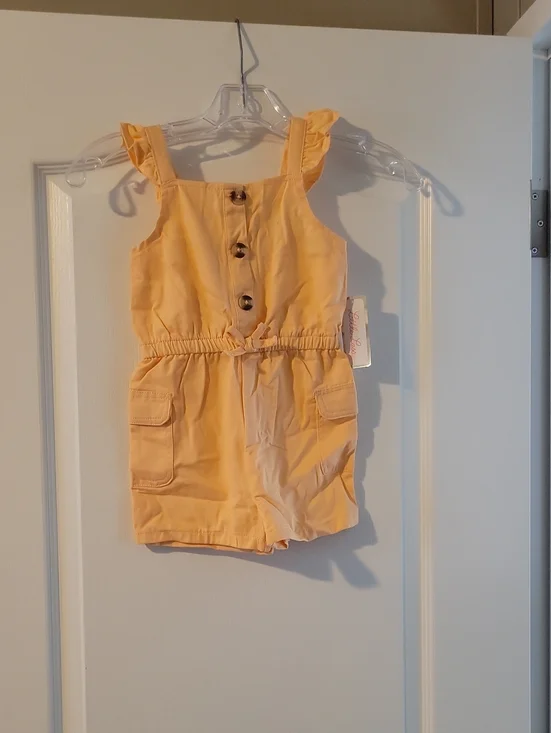 Little Lass Yellow Sleeveless Romper with Front Buttons