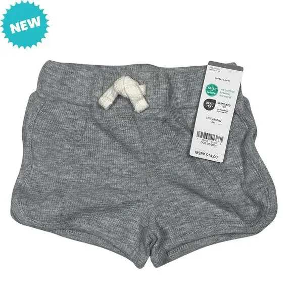 NEW Carters Shorts Baby Size 3 Months Gray Stretch Summer Basic