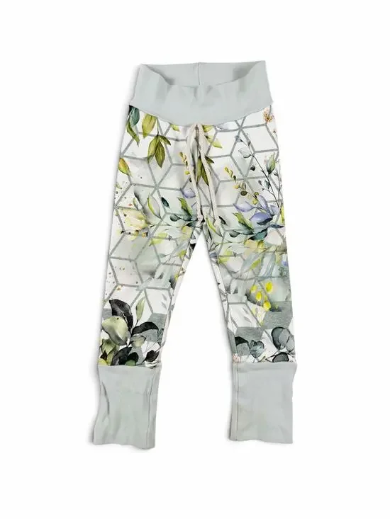 Elephant Little Grow With Me Floral Geometric Jogger Pants Green 1-3 Years