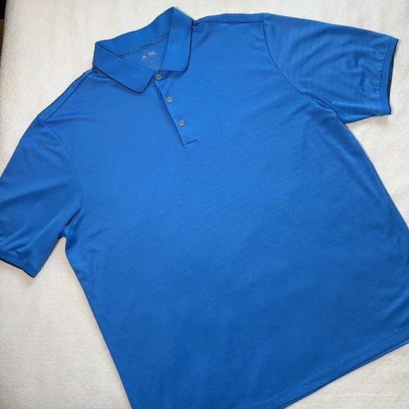 Adidas Climacool Blue Golf Shirt Mens 3XLT Short Sleeve Textured Polo
