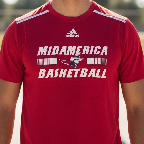 Adidas MidAmerica Nazarene University Pioneers Basketball Red Shirt‎ HG4960 Mens